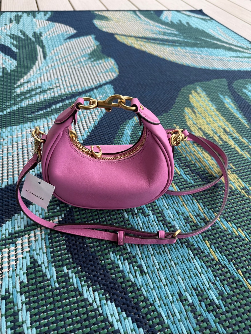Coach Hot Pink Leather Mini Shoulder & Crossbody Bag with Gold Hardware